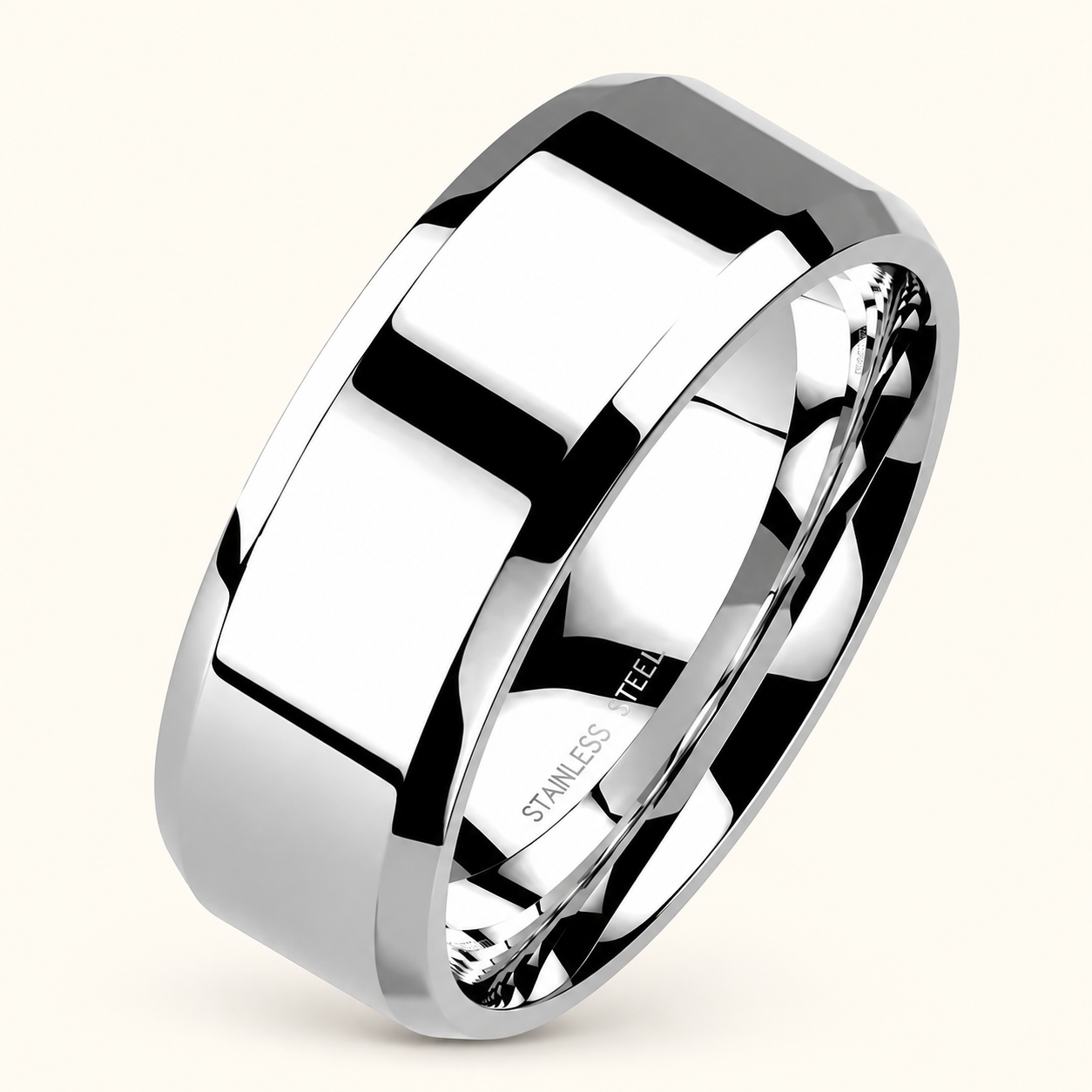 Polished Beveled Stainless Steel Band