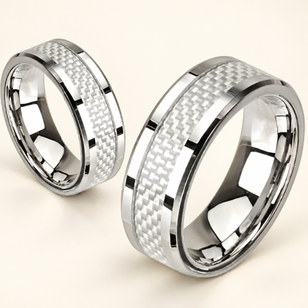 White Carbon-Fiber Stainless Steel Band