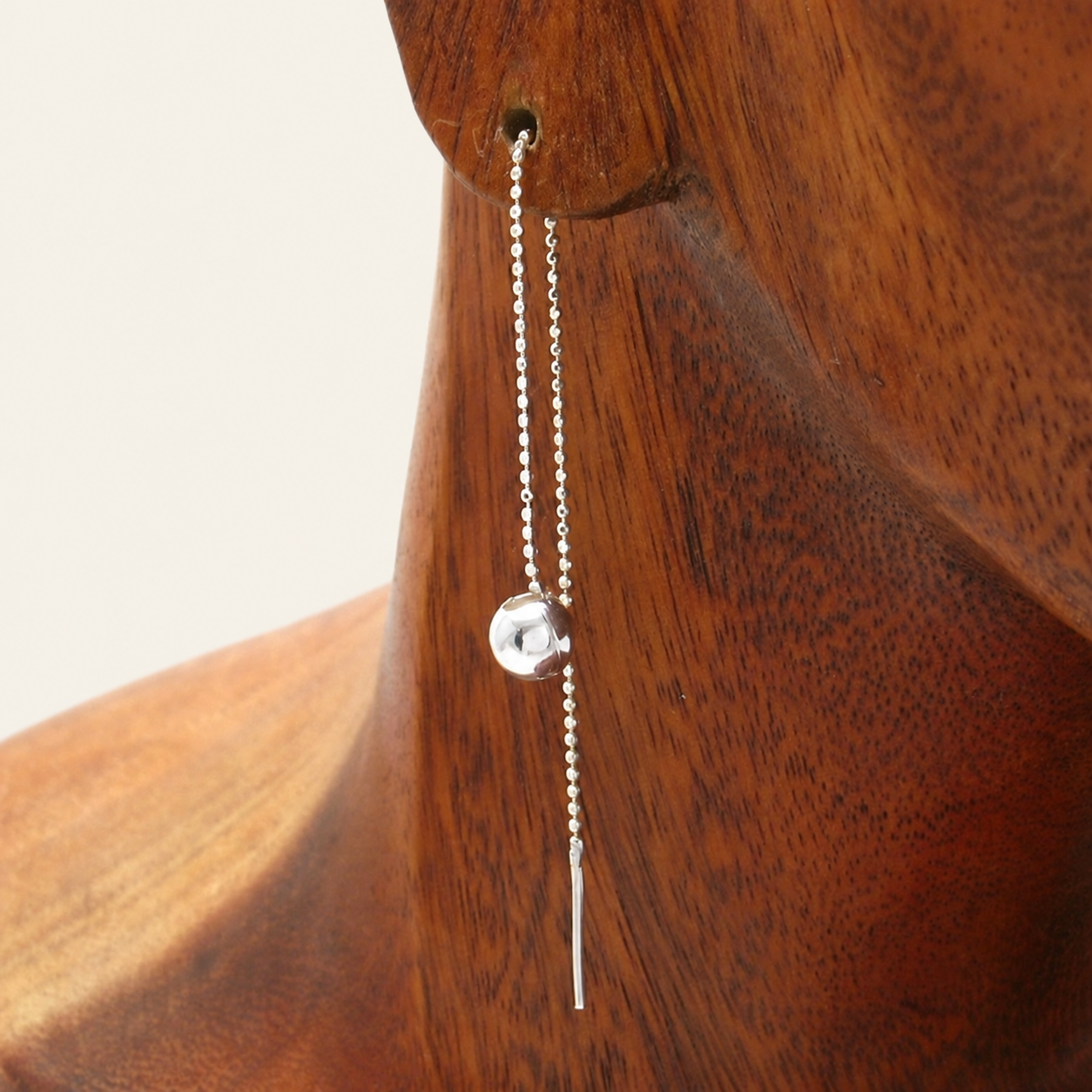 Bead and Chain Silver Threader Earrings