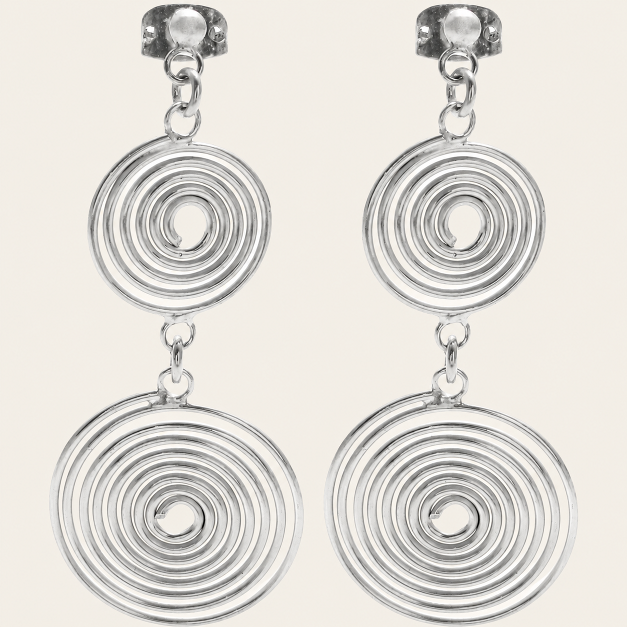Double Swirl Silver Drop Earrings