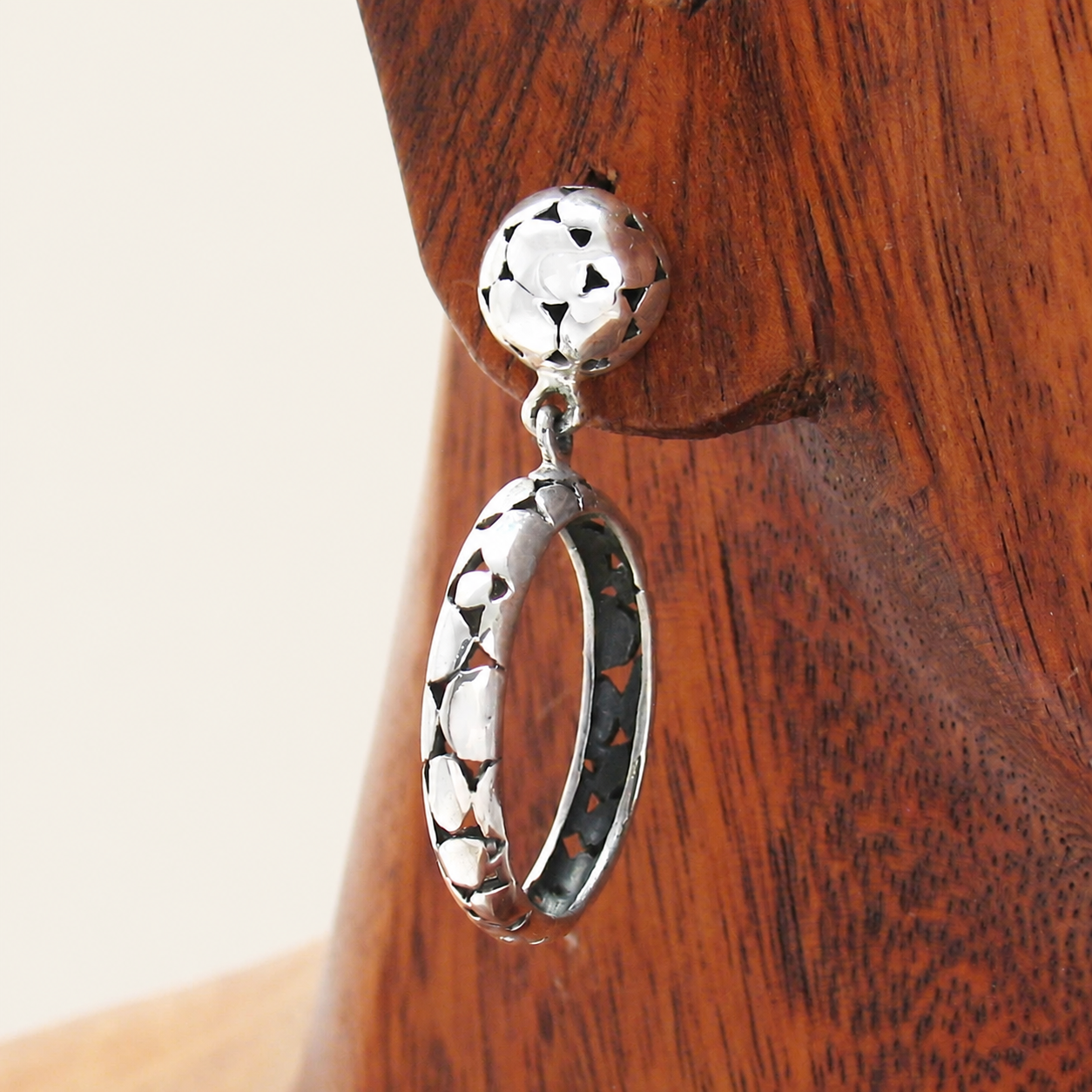 Cobblestone Hoop Silver Earrings