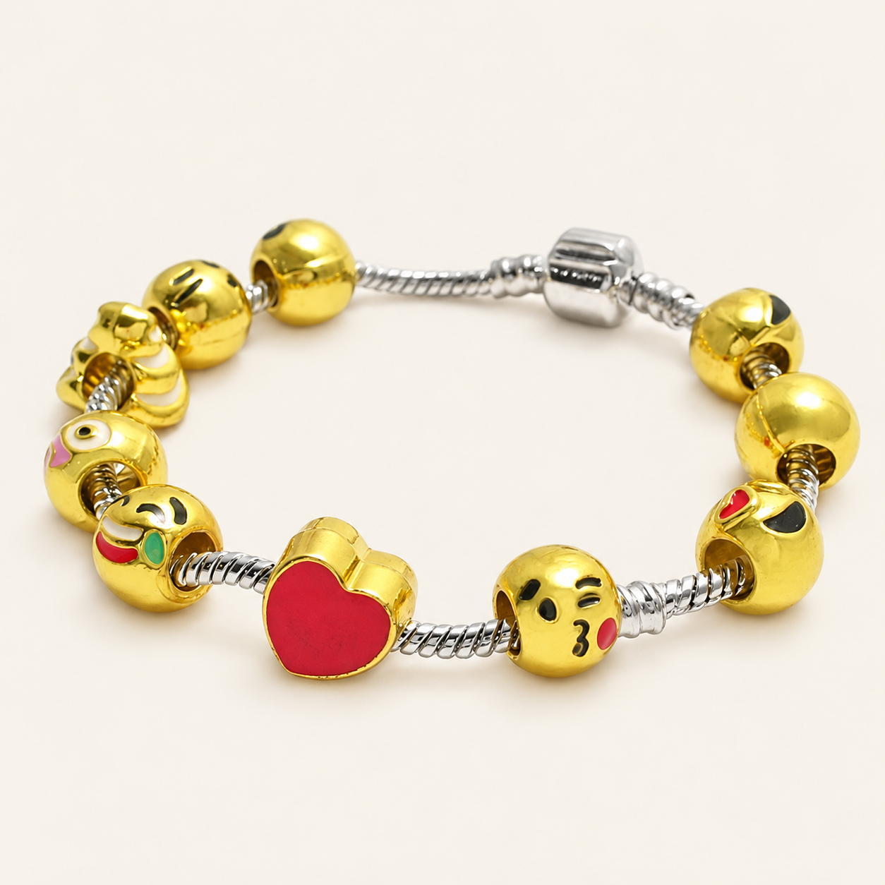 Emoji Charm Snake Chain Bracelet