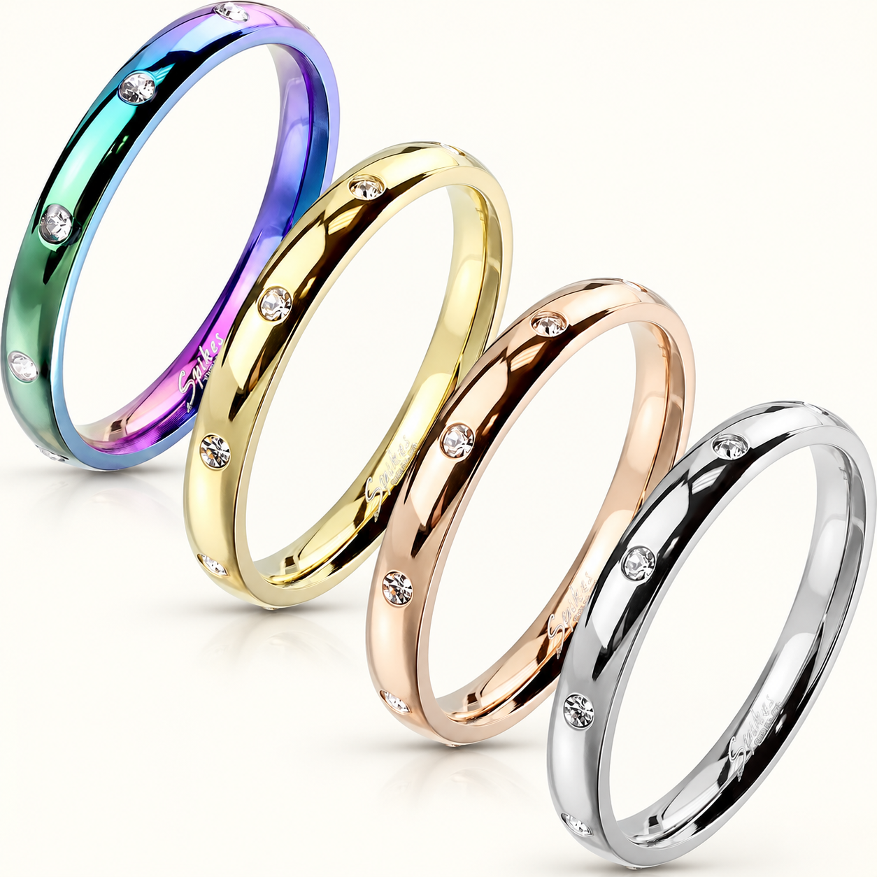 Crystal-Set 3mm Eternity Band