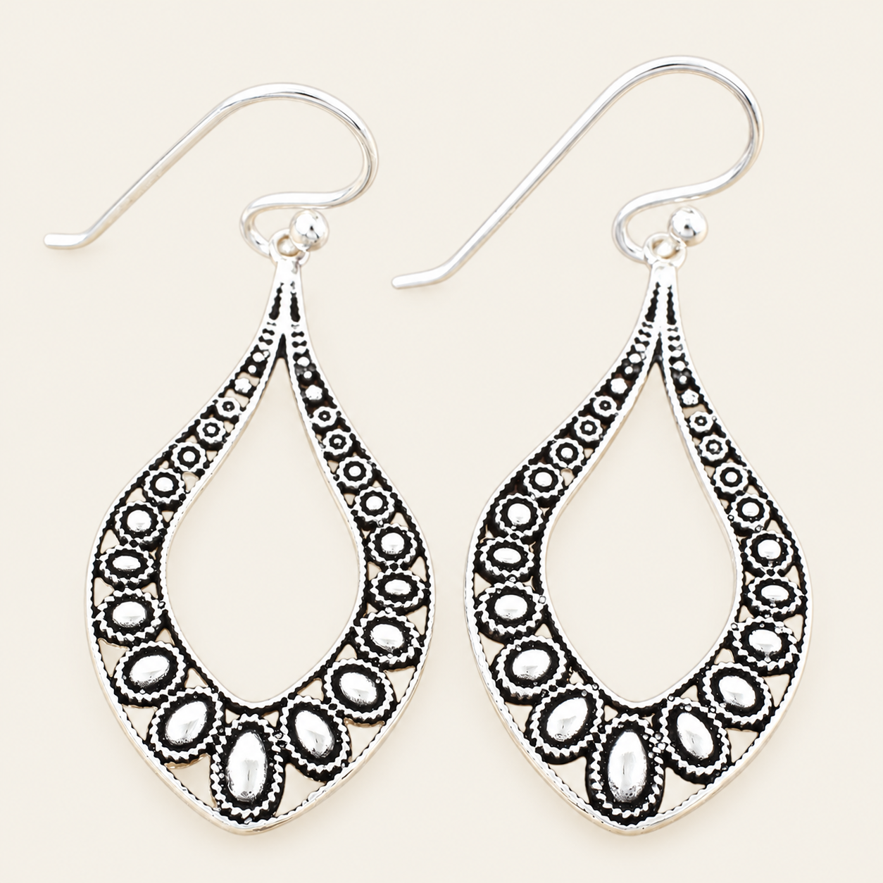 Vintage-Inspired Teardrop Silver Earrings