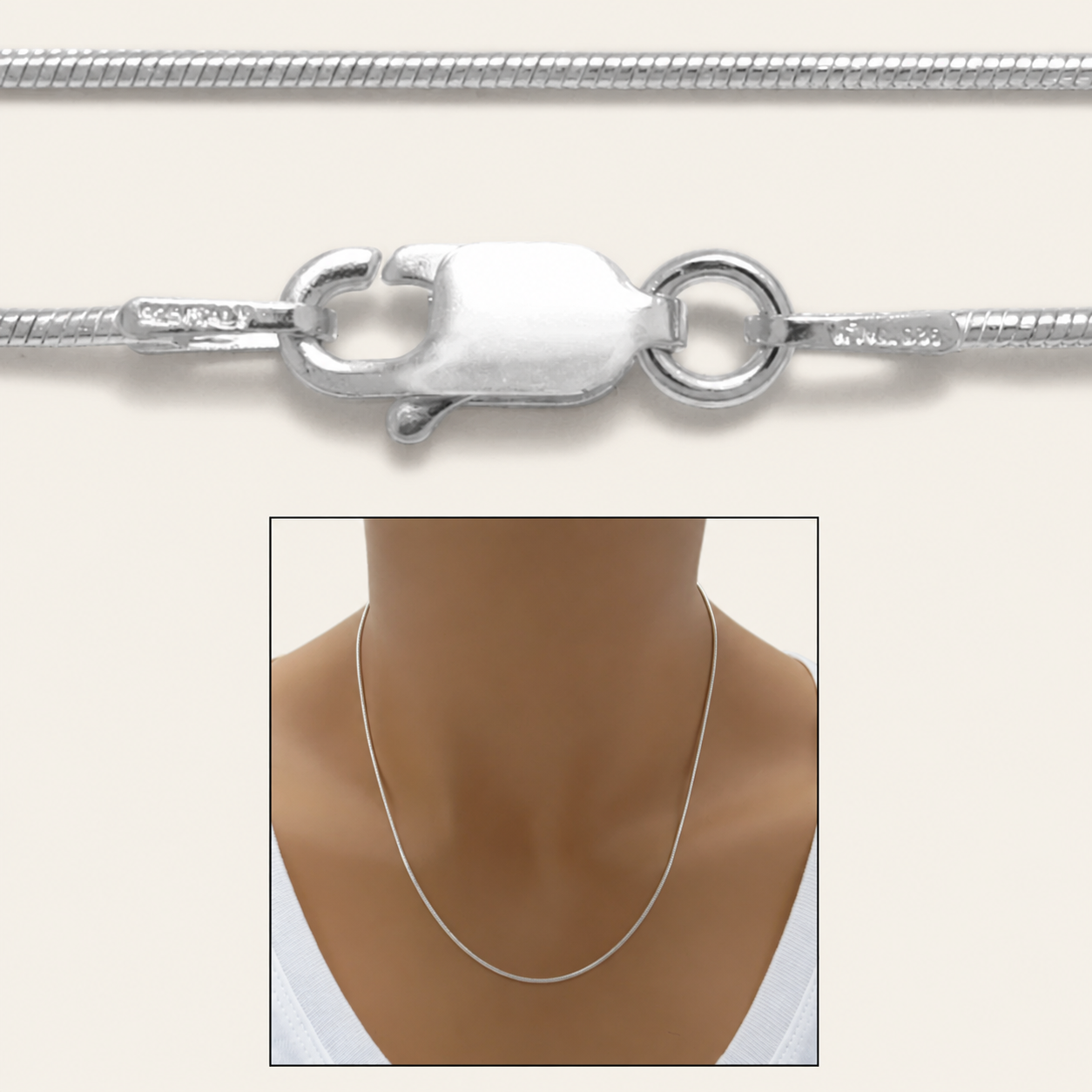 1mm Sterling Silver Snake Chain