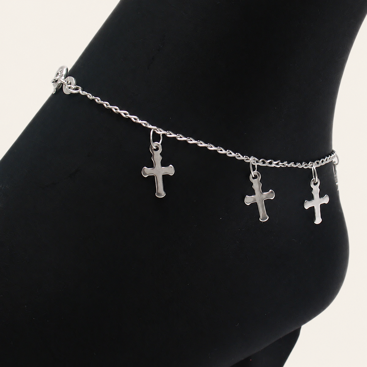 Dangling Cross Sterling Silver Anklet