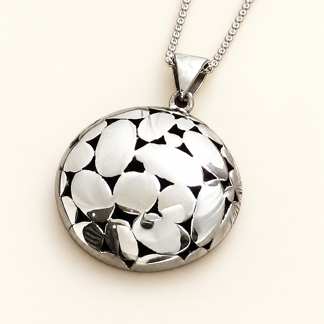 Domed Pebble Sterling Silver Pendant
