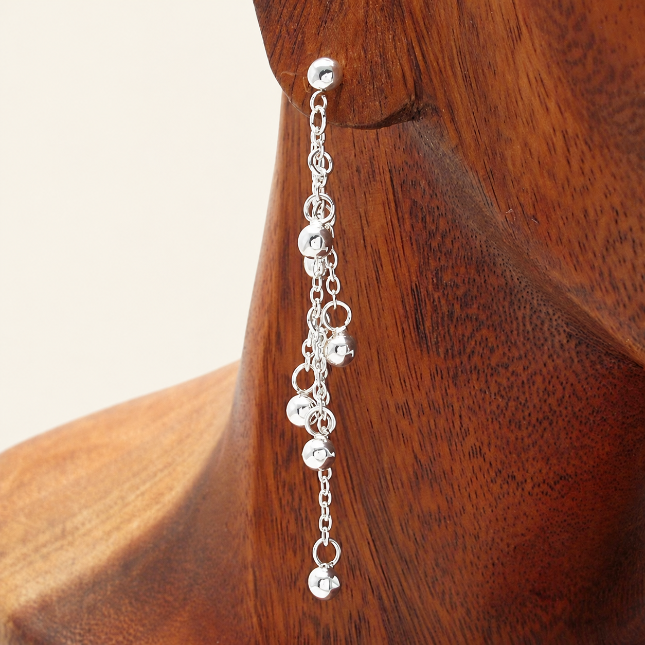 Orb Chain Silver Drop Earrings