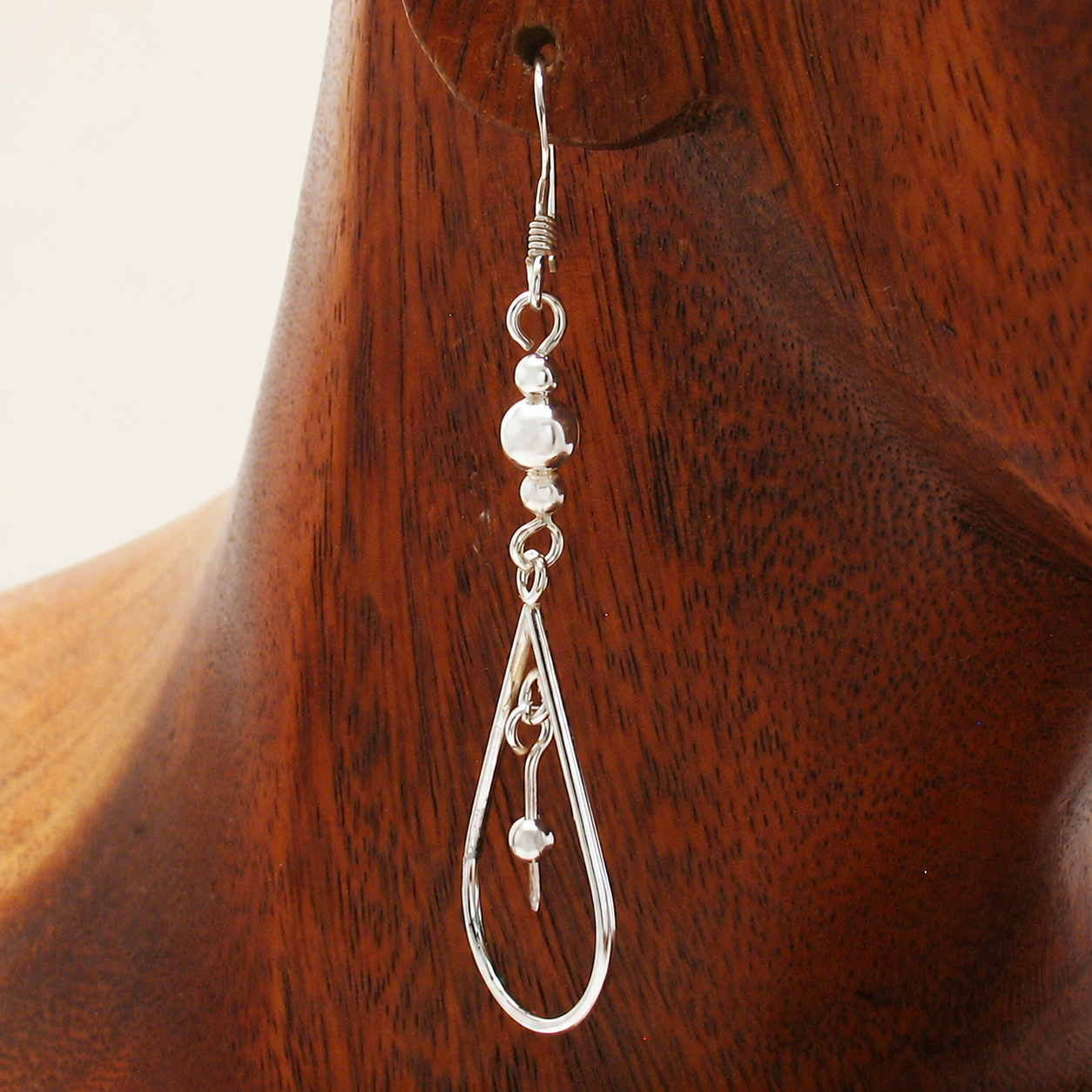 Teardrop and Orb Silver Earrings