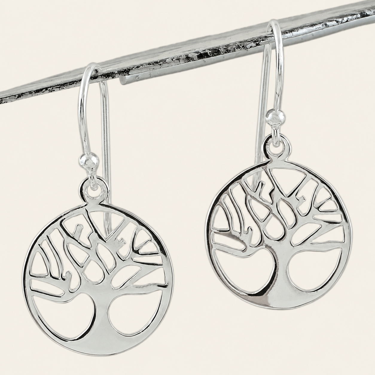 Simple Tree of Life Silver Earrings