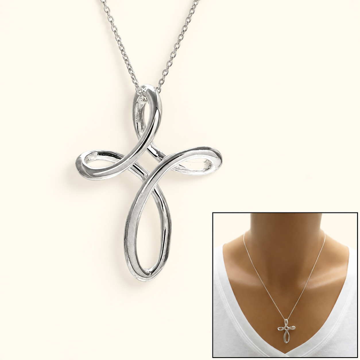 Twisting Cross Sterling Silver Pendant