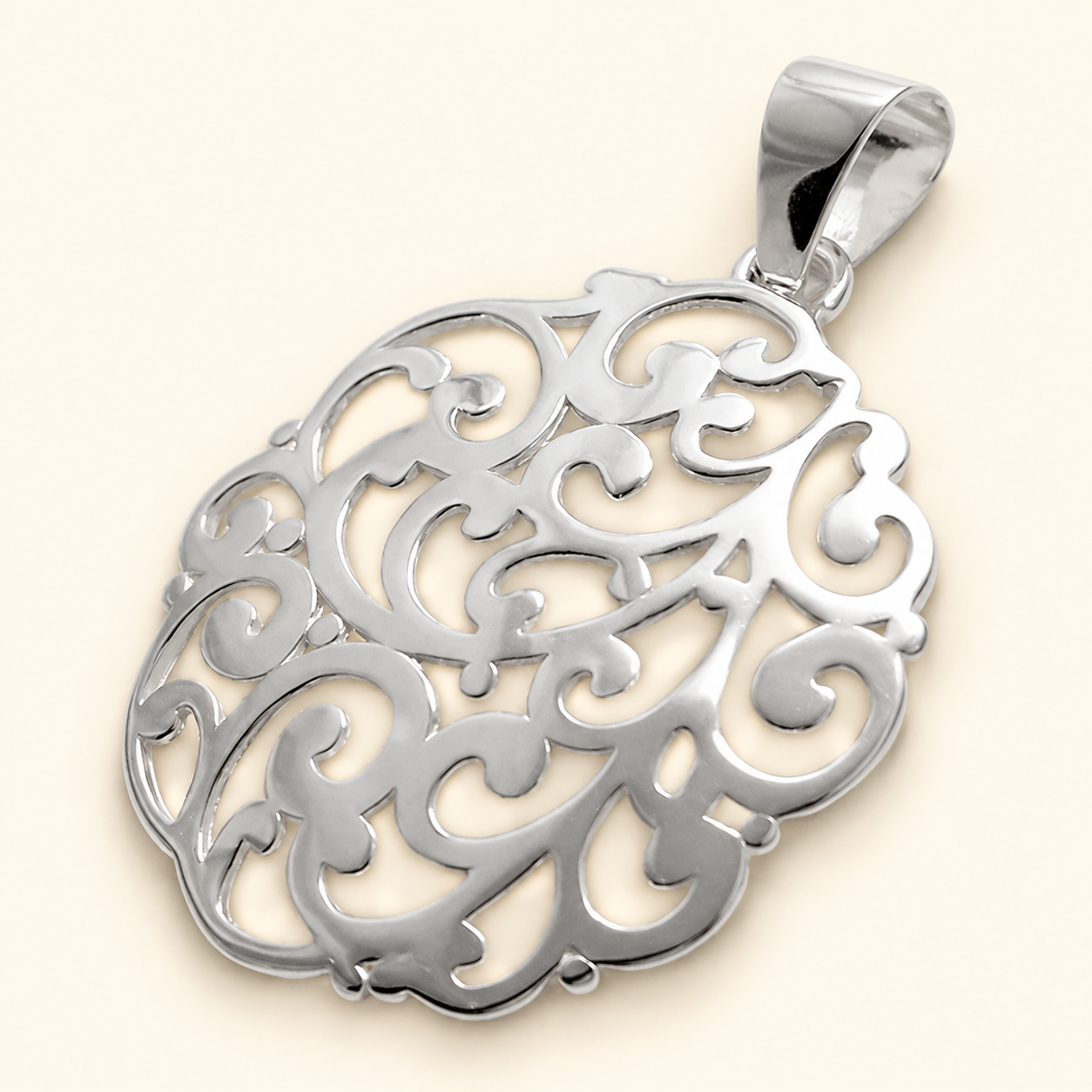Round Filigree Sterling Silver Pendant