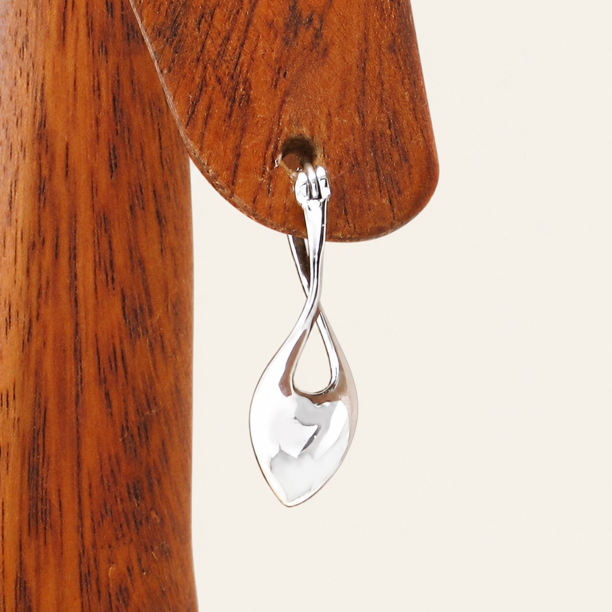 Twisting Teardrop Silver Latch Earrings