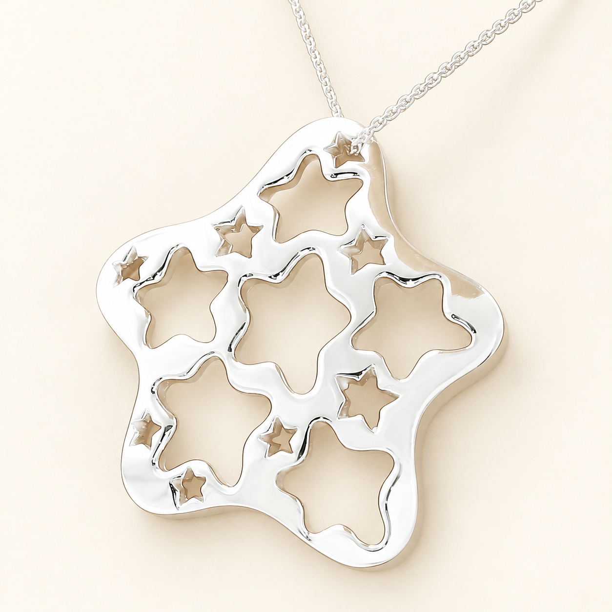Cutout Stars Sterling Silver Pendant