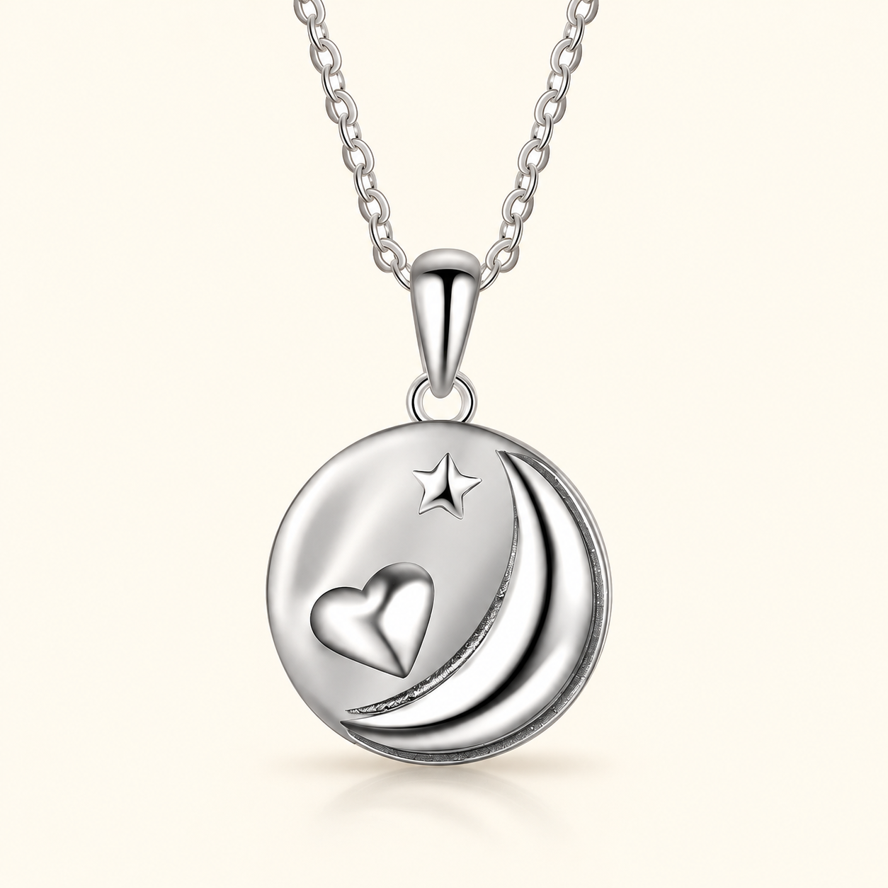 Moon and Back Silver Necklace