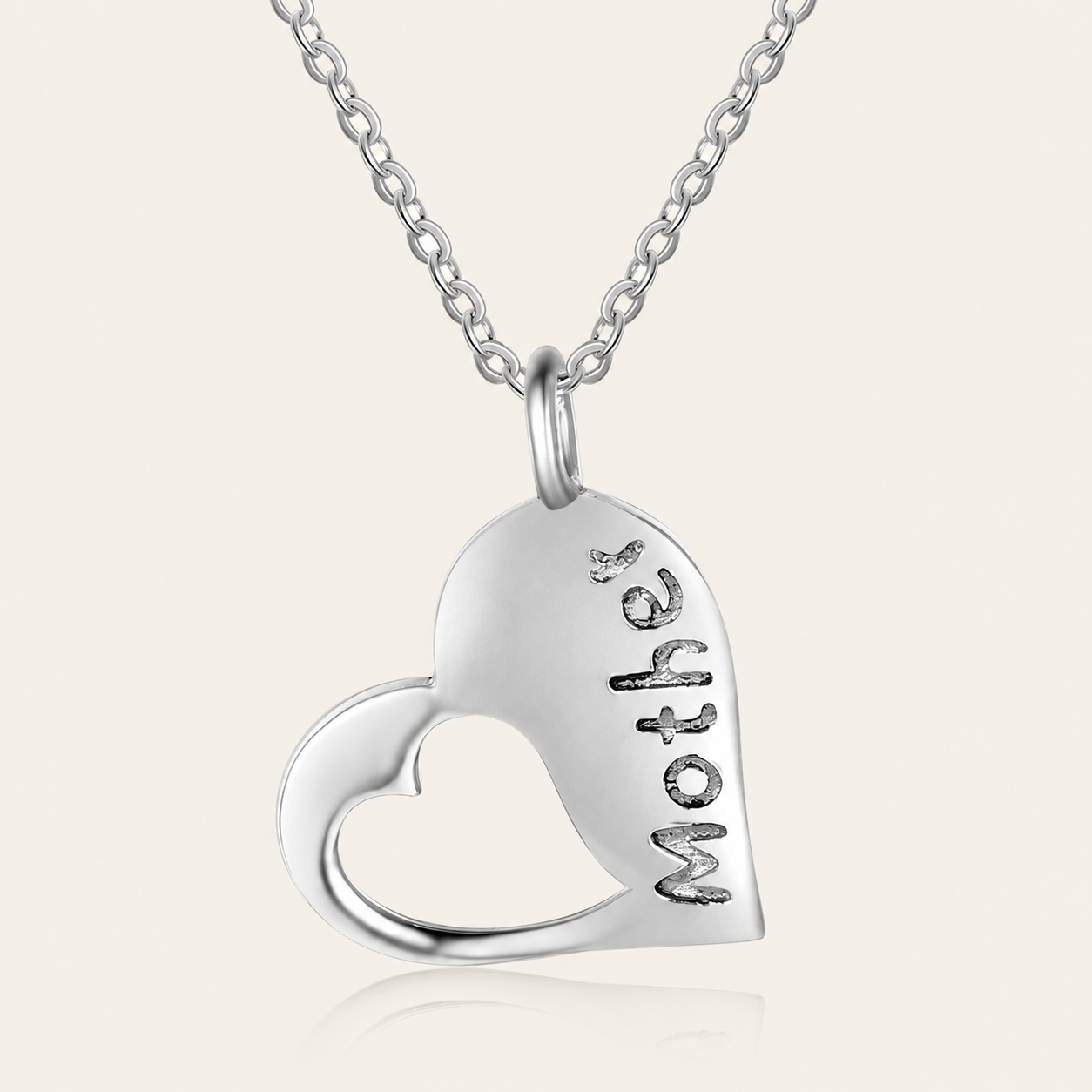 Mother Double Heart Silver Necklace