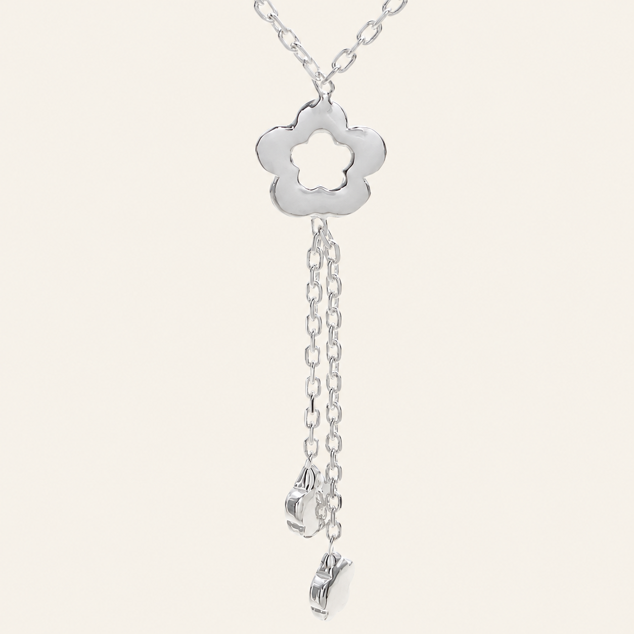 Triple Flower Sterling Silver Necklace
