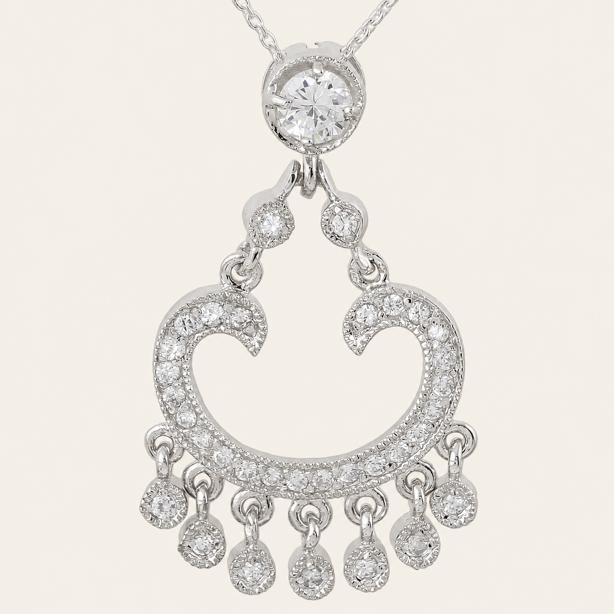 Bali-Inspired CZ Silver Pendant